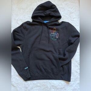 Adidas Black Hoodie with Vibrant Peace Design
